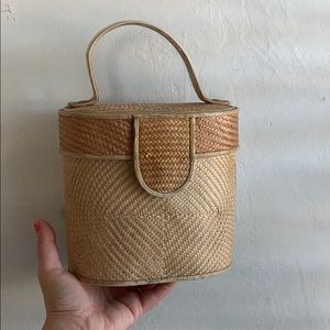 Vintage straw bucket purse